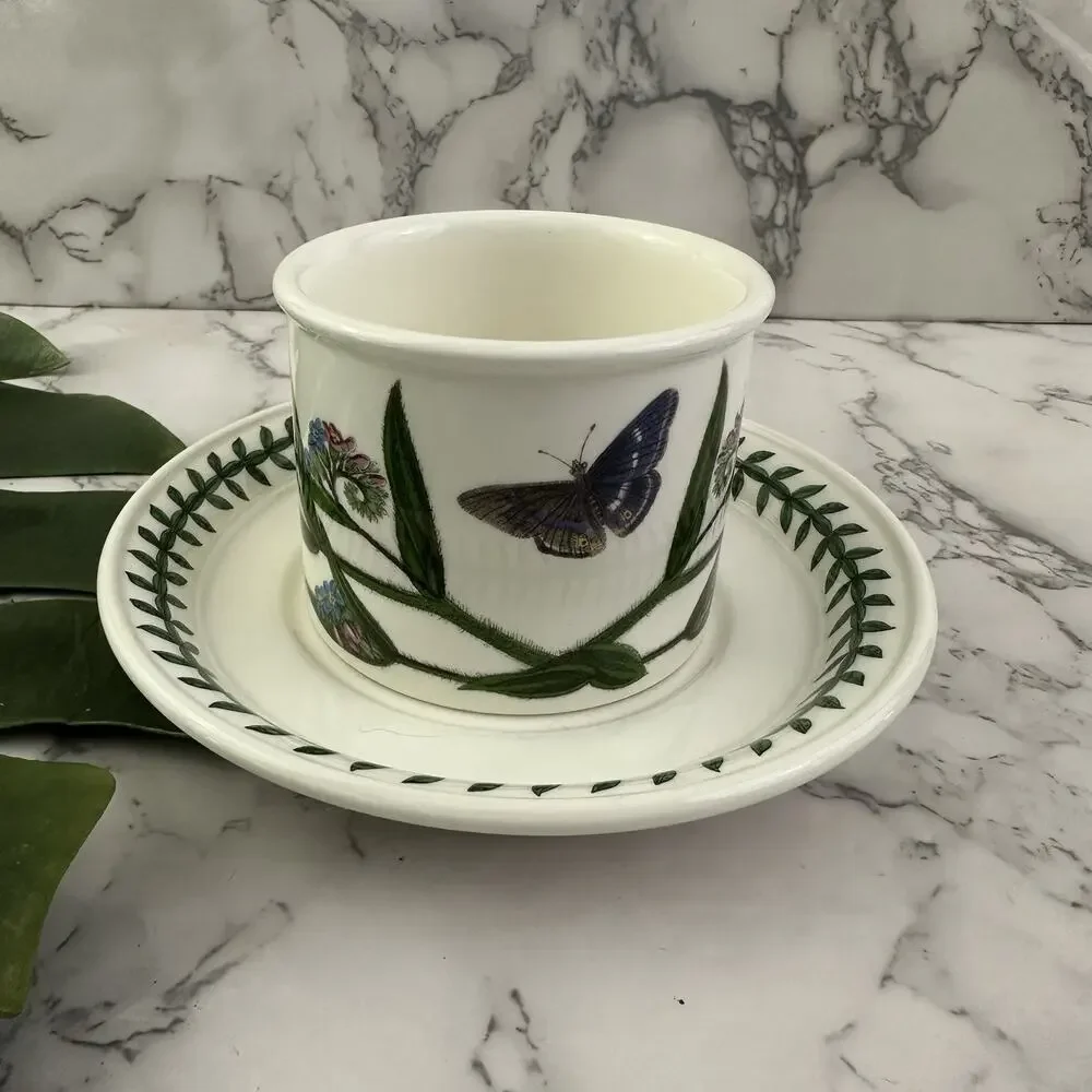 Portmeirion Botanic Garden Drum Tea Cup and Saucer Set Forget Me Not Floral
